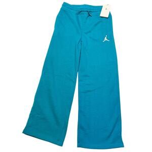 Jordan Icon Play Big Kids' Open Pants Girls Large (12-13) Teal Sweatpants New